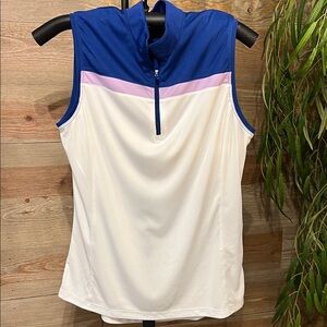 Callaway Blue, White, and Purple Sleeveless Athletic 1/4 Zip Top